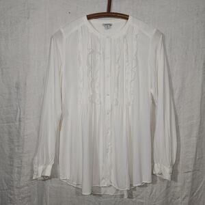 SUNDANCE sz M white butt ruffle front poets shirt
